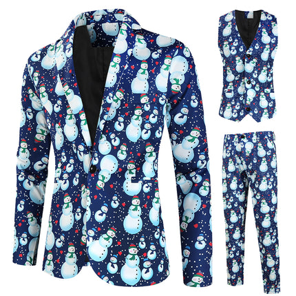 Men's Christmas Three-Piece Suit #3TZMK645 - Suits | Blue / M