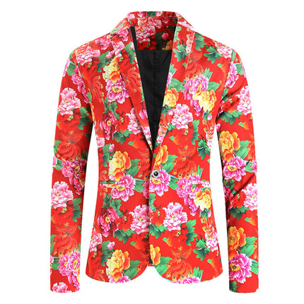 Men's Vivid Floral Blazer #X901 - Blazers | Multicolour / M