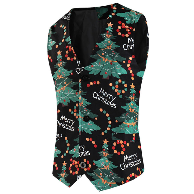Men's Christmas Printed Vest Suit #2TZMK658 - Suits | Multicolour / M