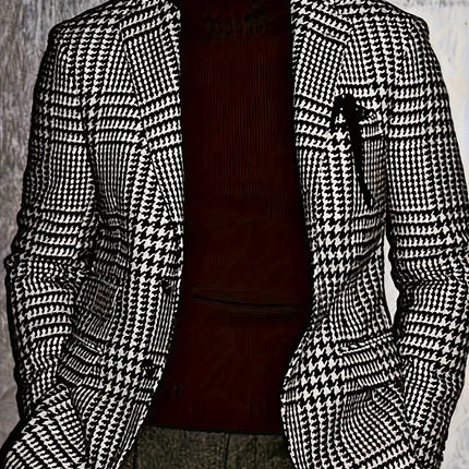 Men's Classic Houndstooth Blazer #25061021 - Blazers | Gray / S