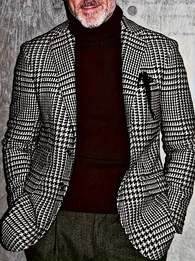 Men's Classic Houndstooth Blazer #25061021 - Blazers | Gray / S