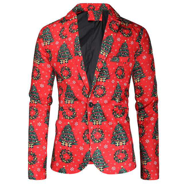 Men's Christmas Print Blazer #X35 - Blazers | Red / M