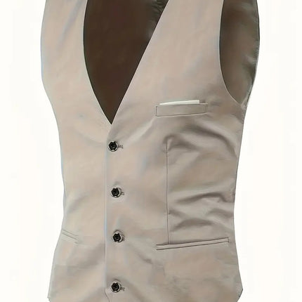 Men's Three Piece Suit Wedding Groom Formal Wear - | Beige / XS