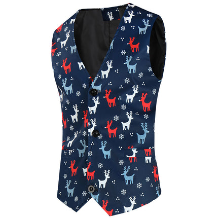 Men's Christmas Elk Vest Suit #2TZMK633 - Suits | Multicolour / M