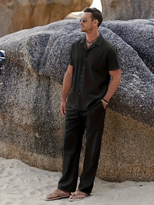 Men's 2pcs Linen Set #25061349 - | White / S