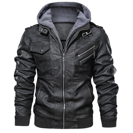 Men's Hooded Motorcycle Jacket #25061246 - | Dark Gray / S