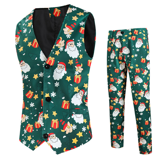 Men's Christmas Printed Vest Suit #2TZMK637 - Suits | Multicolour / M