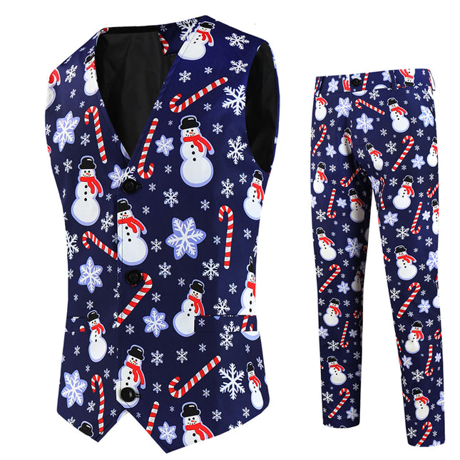 Men's Christmas Printed Vest Suit #2TZMK656 - Suits | Multicolour / M