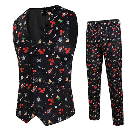 Men's Christmas Printed Vest Suit #2TZMK634 - Suits | Multicolour / M