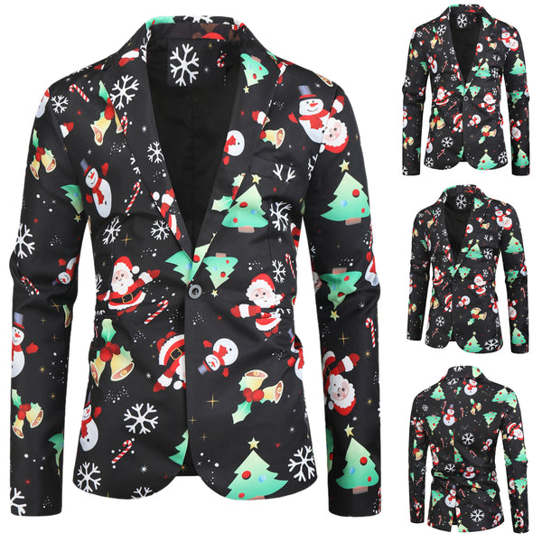Men's Christmas Print Blazer #X24