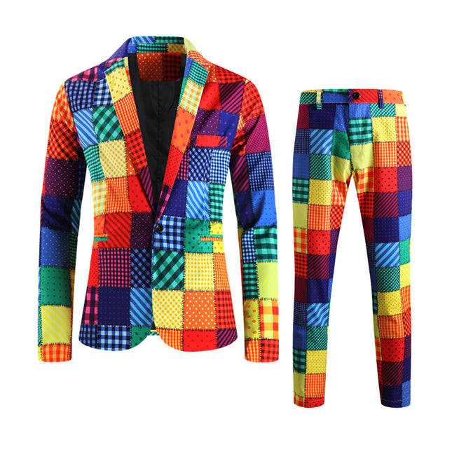 Men's Rainbow Print Suit #2TZ2503 - Suits | Multicolour / M
