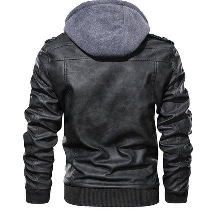 Men's Hooded Motorcycle Jacket #25061246 - | Dark Gray / S
