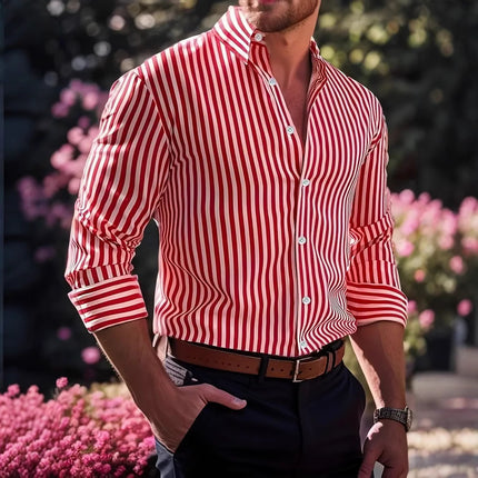 Men's Striped Shirt #25062405 - | Red / S
