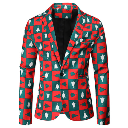 Men's Christmas Plaid Printed Suit #2TZ43 - Suits | Multicolour / M