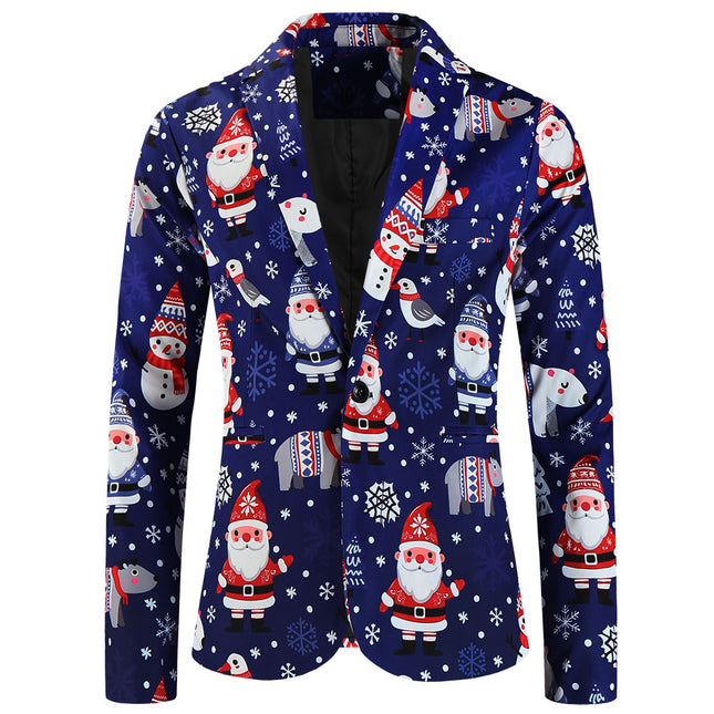 Men's Christmas Print Blazer #X657 - Blazers | Multicolour / M