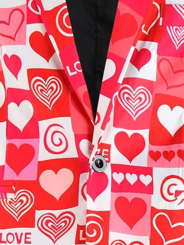 Men's Heart Print Suit #2TZ-XX235