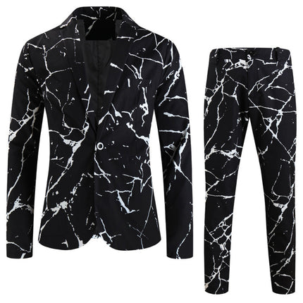Men's Print Suit #2TZ2502 - Suits | Black / M