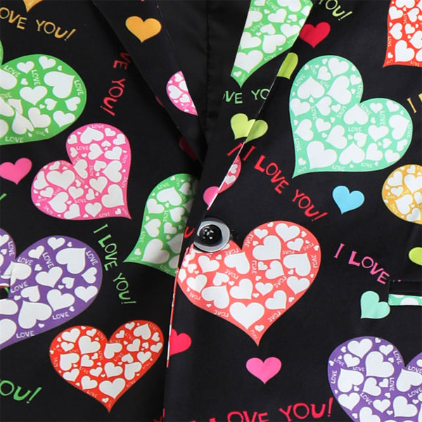 Men's Colorful Heart Print Suit #2TZ-XX236