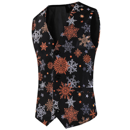 Men's Snowflake Print Vest #MJ659 - Vests | Multicolour / M