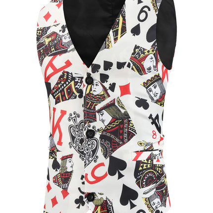Men's Poker Print Vest Suit - Vests | Multicolour / M