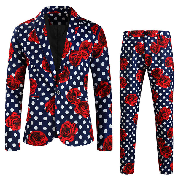 Men's Rose Dot Print Suit #2TZ163