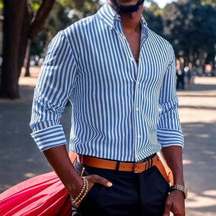 Men's Striped Shirt #25062405 - | Sky Blue / S
