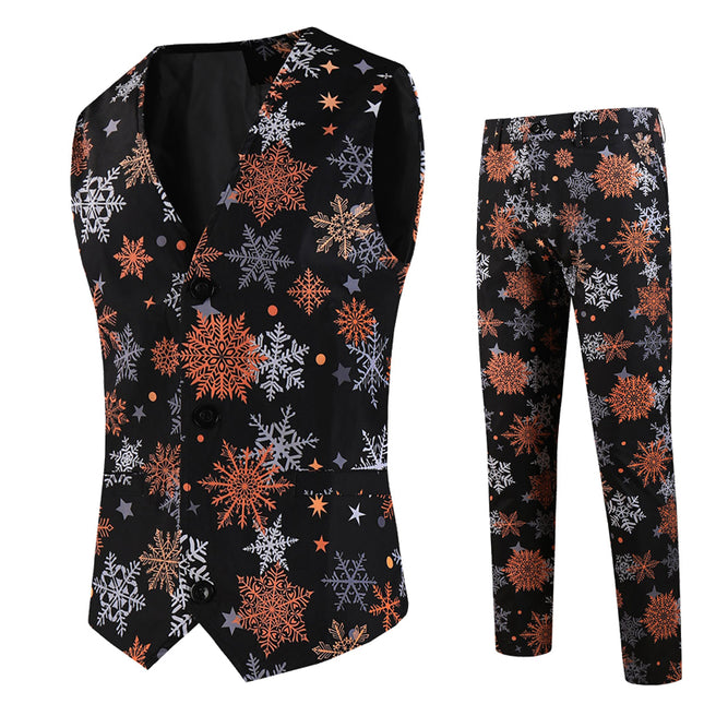Men's Snowflake Print Vest Suit #2TZMK659 - Suits | Multicolour / M