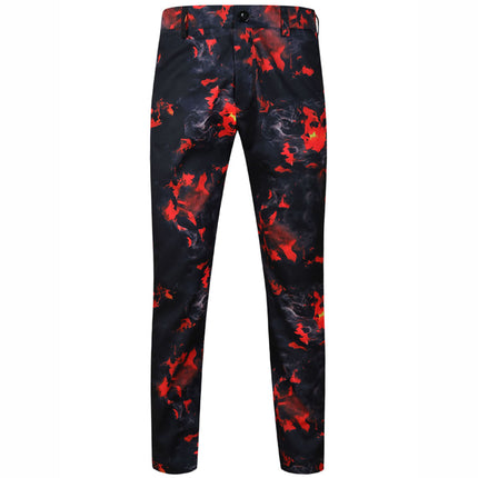Men's Flame Print Suit Set - Red & Black Camouflage Blazer and Pants - Suits | Multicolour / M