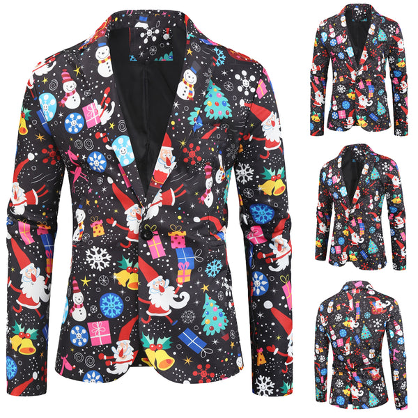 Men's Christmas Print Blazer #X27