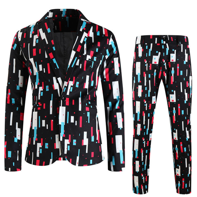 Men's Geometric Block Suit #2TZ-XX1138 - Suits | Multicolour / M