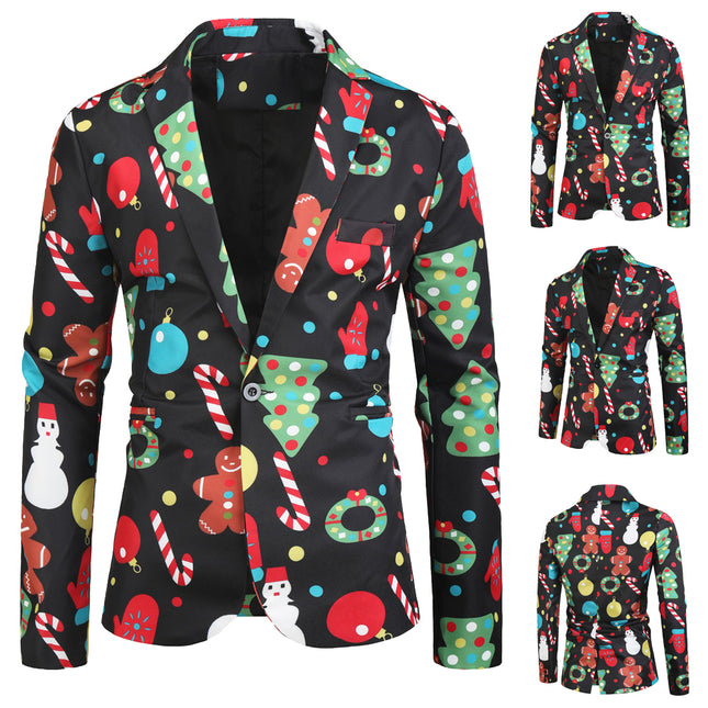 Men's Christmas Print Blazer #X32 - Blazers | Multicolour / M
