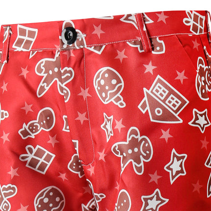 Men's Stylish Christmas Print Pants #XK51 - Pants | Burgundy / M