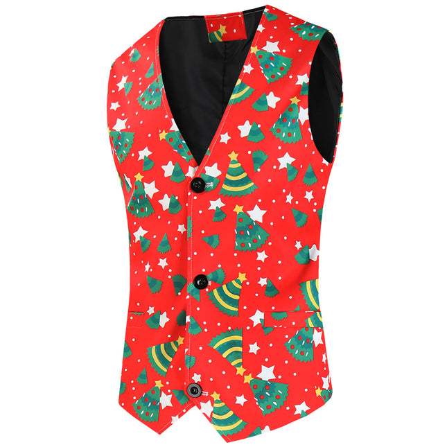 Men's Christmas Printed Vest Suit #2TZMK640 - Suits | Multicolour / M