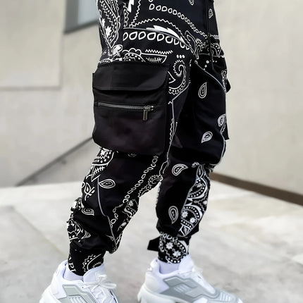 Men's Paisley Pattern Pants #25060708 - Pants | Black / S