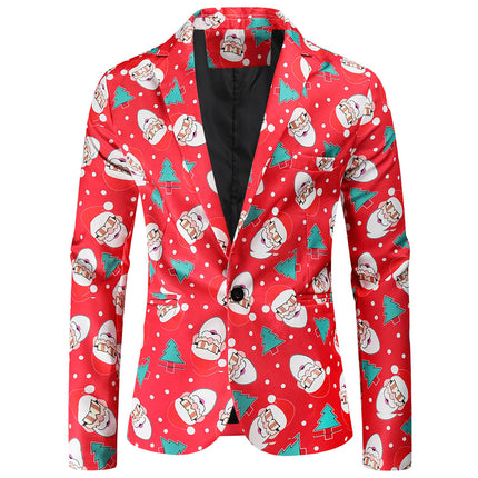 Men's Christmas Printed Suit #2TZ54 - Suits | Burgundy / M