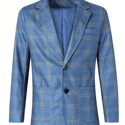 Men's Elegant Plaid Blazer #25060911 - Blazers | Blue / S