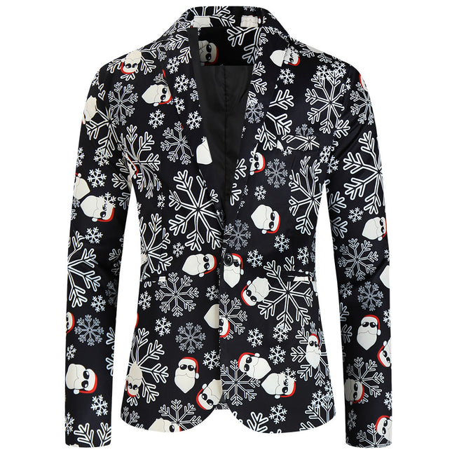 Men's Christmas Printed Suit #2TZ642 - Suits | Black / M
