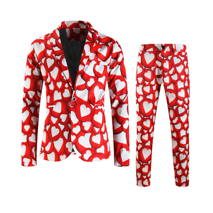 Men's Multi-color Heart Print Suit #2TZ-XX237 - Suits | Multicolour / M