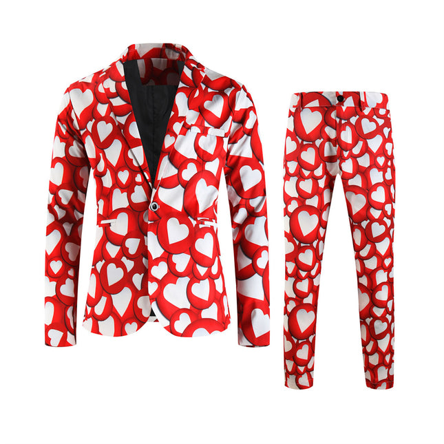 Men's Multi-color Heart Print Suit #2TZ-XX237 - Suits | Multicolour / M