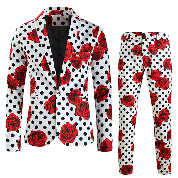 Men's Rose Dot Print Suit #2TZ163