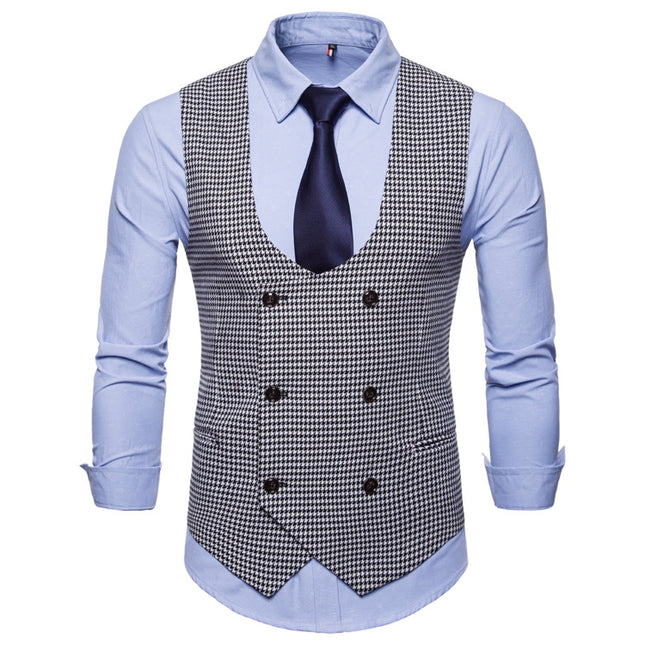 Men's Classic Houndstooth Vest #25061136 - Vests | Black / S