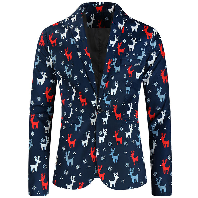 Men's Christmas Elk Print Suit #2TZ633 - Suits | Multicolour / M