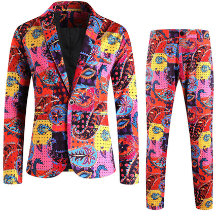Men's Print Suit - Stylish & Elegant - Suits | Multicolour / M