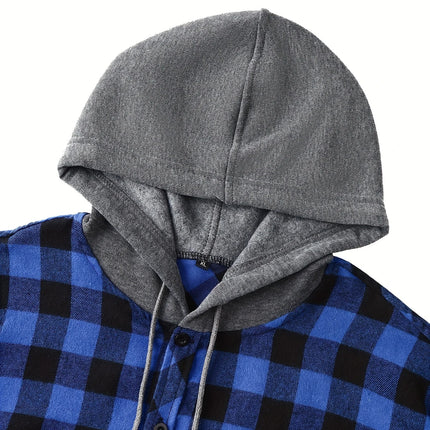 Men's Casual Plaid Hoodie #25701038 - | Black / S