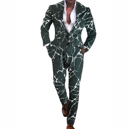Men's Print Suit #2TZ2502 - Suits | Black / M