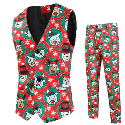 Men's Christmas Printed Vest Suit #2TZMK638 - Suits | Multicolour / M