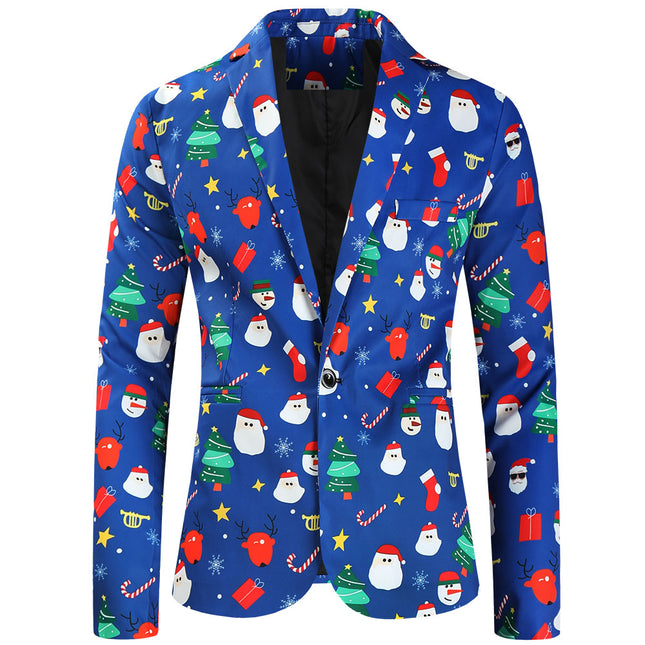 Men's Christmas Printed Suit #2TZ639 - Suits | Blue / M