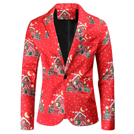 Men's Christmas Printed Suit #2TZ48 - Suits | Burgundy / M