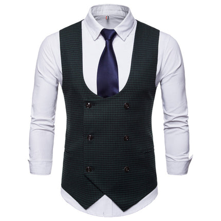 Men's Classic Houndstooth Vest #25061136 - Vests | Olive Green / S