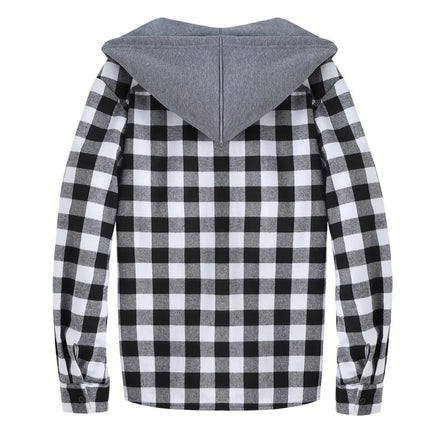 Men's Casual Plaid Hoodie #25701038 - | Black / S